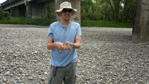 Justin with his first Brown Trout