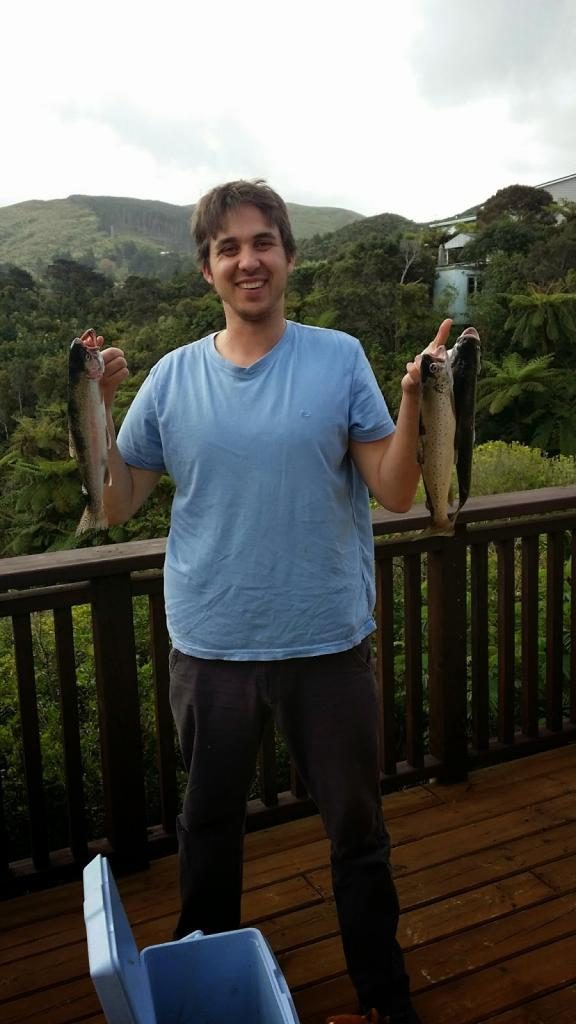 Justin with his three Trout