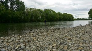 Me wading out to catch a fish at Dakins Road