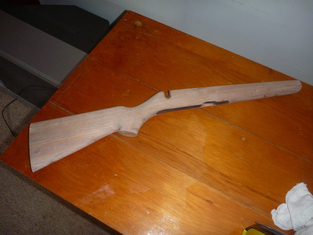 The stock on the JW-15 stripped and sanded