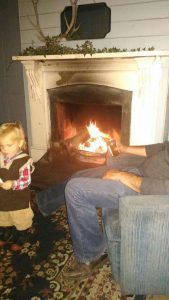 Enjoying the fire in the Hall 1