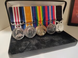 Replica Medals for Private Thomas William Chitty. Military Medal, British War Medal, Victory Medal, War Medal 1939-45 and NZ 1939-45 War Service Medal.