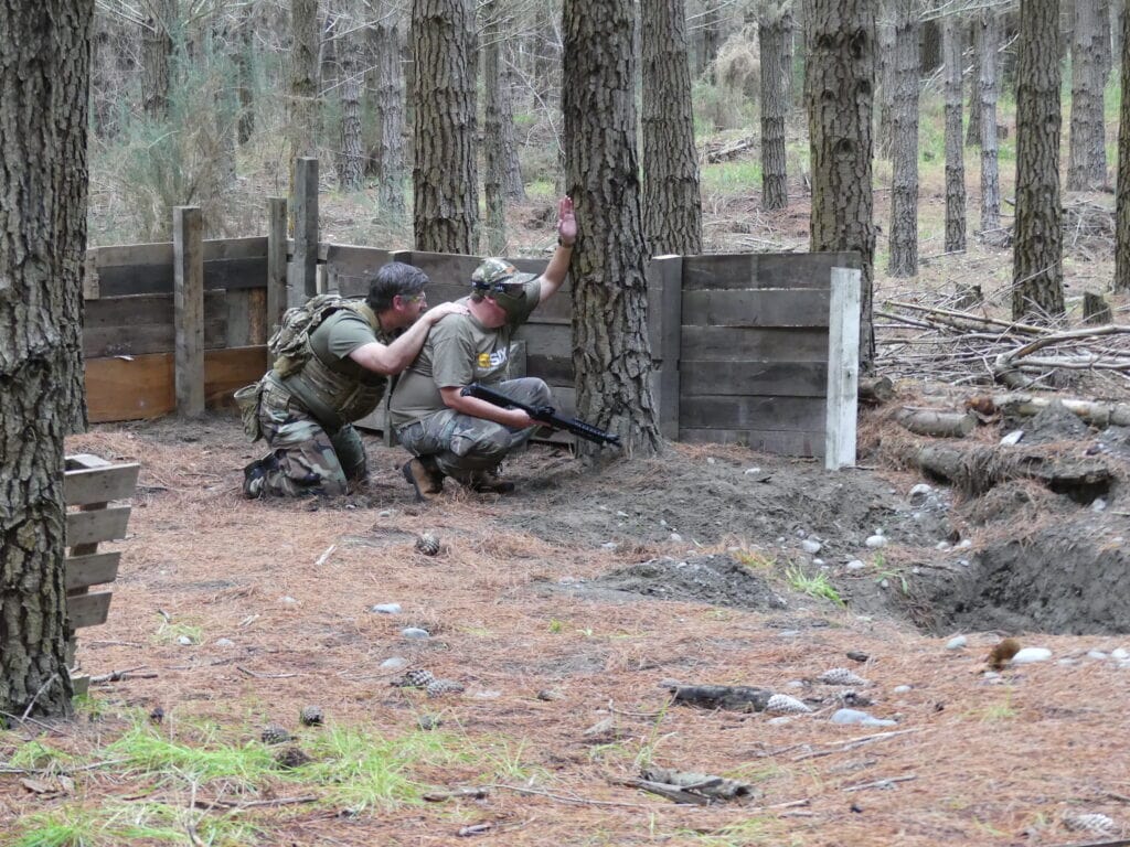 During a game where we were defending, here I am getting medic'd by the mate who took me out.