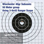 A 50 metre three shot group from the Gun City website. 50m 3 show group through the Ranger barrel. This shows 0.60 MOA