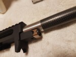 The Ranger barrel into the Brownells BRN-22 receiver with the V-block The barrel into the receiver with the v-block installed