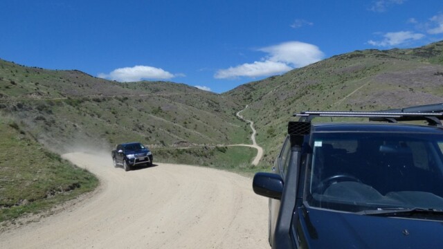 At the start is the easy gravel road Climbing up the Nevis road on easy gravel road