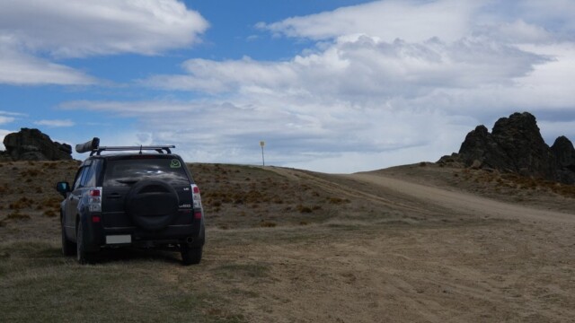Almost at the top of the Nevis road. SOme of the rock formations are pretty cool. The Suzuki Escudo almost at the top of the Nevis Road. Some of teh rock formations in teh background