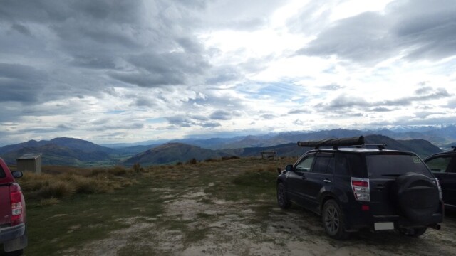 Parked up at the Garston Ski Hut on the Nevis Road looking at the Eyre Mountains parked up at the Garston Ski Hut on the Nevis Road looking at the Eyre Mountains